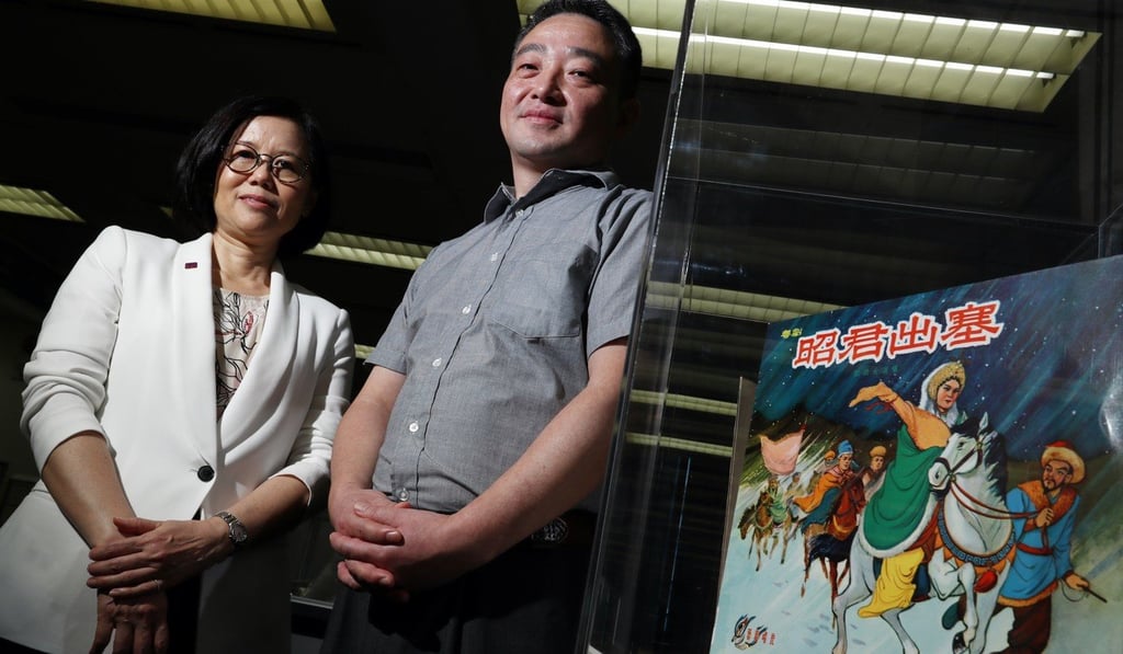 Rochelle Lau (left) from the Leisure and Cultural Services Department and Zhang Limin, general manager, China Record. Photo: Nora Tam