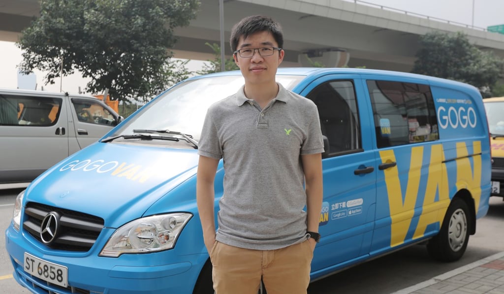 Steven Lam Hoi-yuen, co-founder of GoGoVan, poses with the van. Photo: Handout