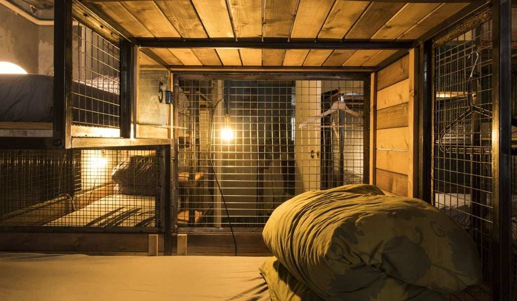 Wontonmeen’s dormitory beds were converted into cage-home beds as part of a student research project. Photo: Jessie Yip