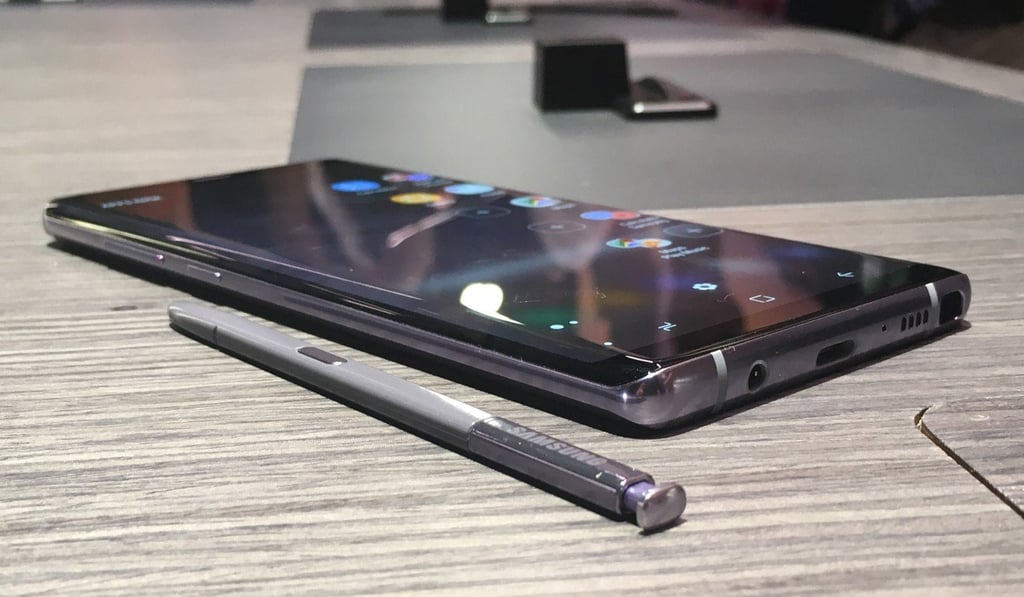 The Samsung Galaxy Note 8 has a dedicated button for the Bixby voice assistant. Photo: Washington Post