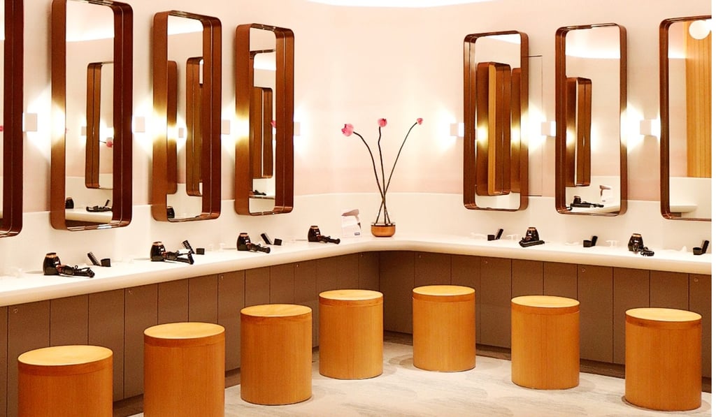 The stunning women's changing room at Pure Yoga’s Pacific Place studio.