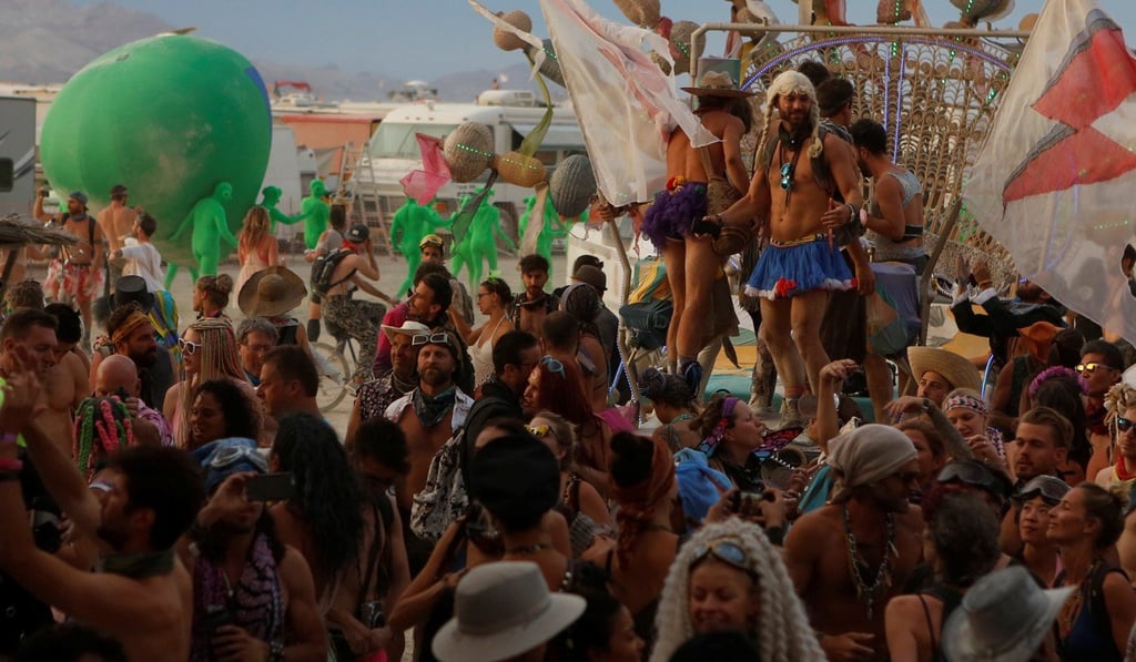 Participants dance as around 70,000 people from all over the world gathered for the annual Burning Man arts and music festival in the Black Rock Desert of Nevada on August 29. Photo: Reuters