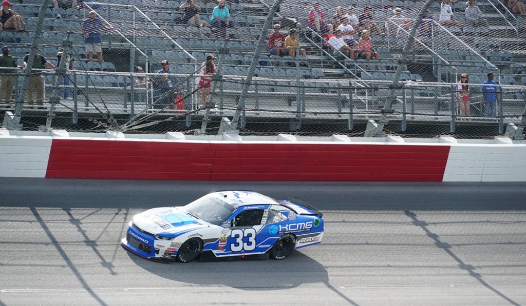 Brandon Jones spins around the track for KCMG Racing at the Southern 500.