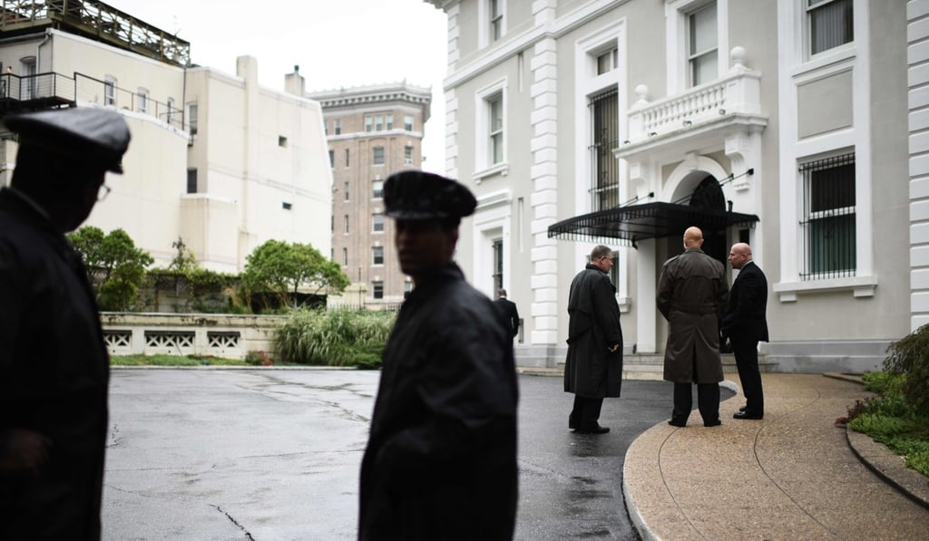 Members of the US State Department Police inside the compound of the Trade Representation building of the Russian Federation in Washington. Photo: AFP Members of the US State Department Police inside the compound of the Trade Representation building of the Russian Federation in Washington. Photo: AFP