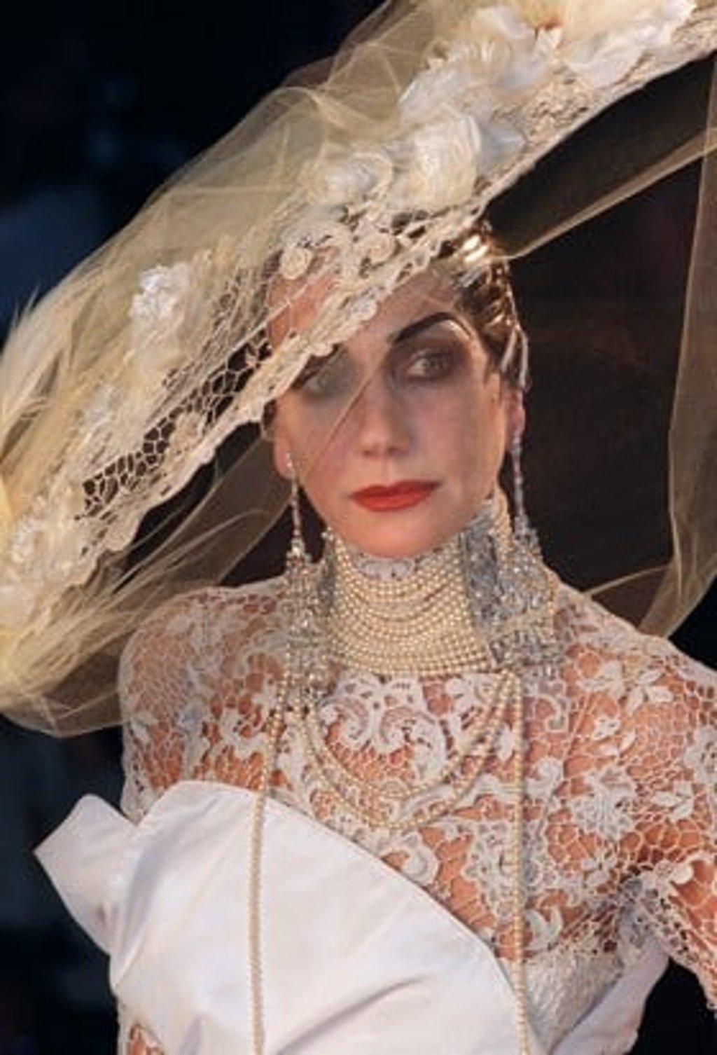 A lace look by British designer John Galliano for the Christian Dior Haute-Couture autumn/winter 2000-2001 collection in Paris. Photo: AFP