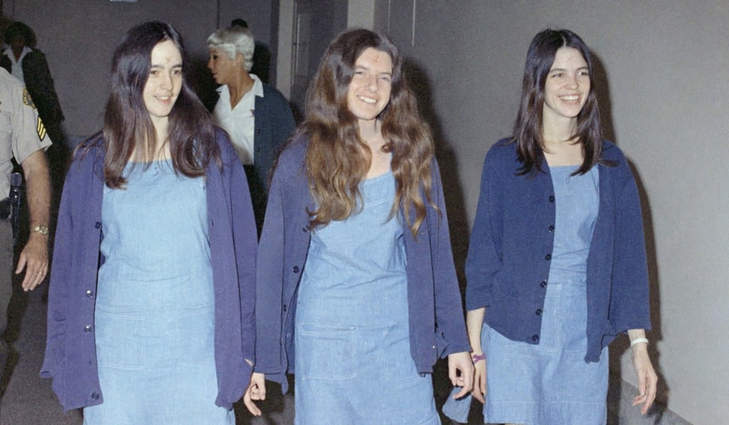 In this August 20, 1970 file photo, Charles Manson followers, from left: Susan Atkins, Patricia Krenwinkel and Leslie Van Houten, walk to court to appear for their roles in the 1969 cult killings of seven people. Photo: AP