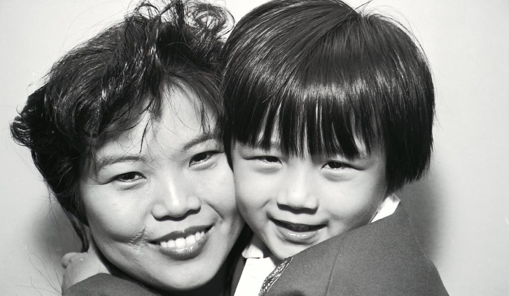 Cheng Pak-lam, sporting his signature bowl haircut, with his mother. Photo: