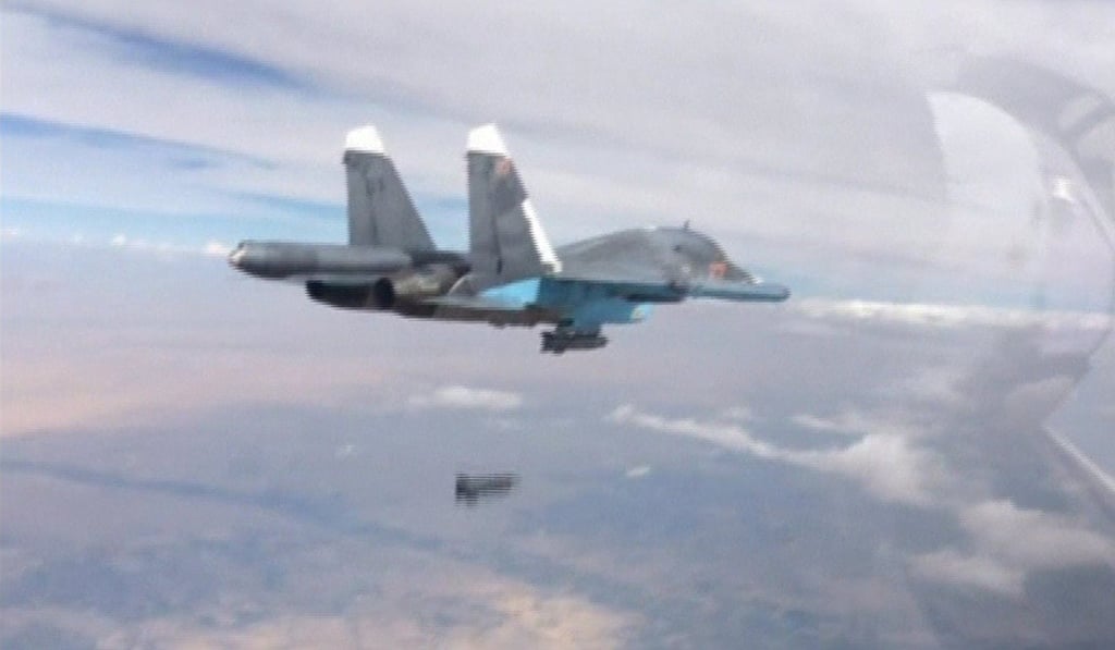 A Russian Su-34 fighter-bomber drops a bomb over Syria in 2015. File photo: Reuters