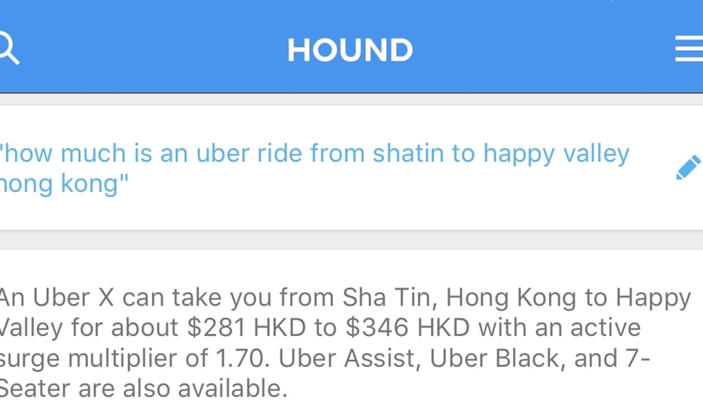 Hound app offers almost instantaneous results. Hound app offers almost instantaneous results.