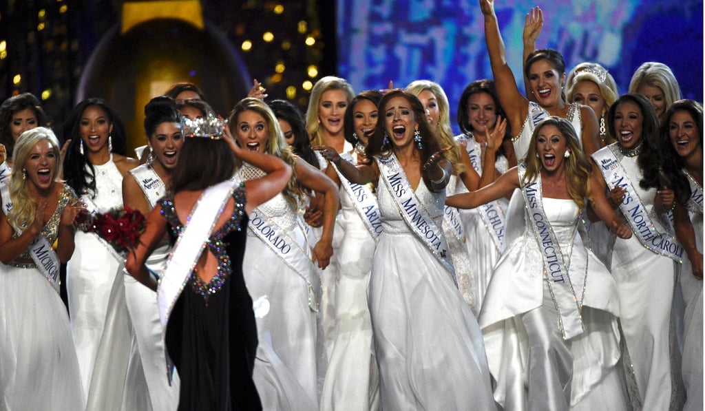 Fellow contestants cheer Miss North Dakota Cara Mund who won the Miss America competition in Atlantic City, New Jersey, on Sunday. Photo: Reuters