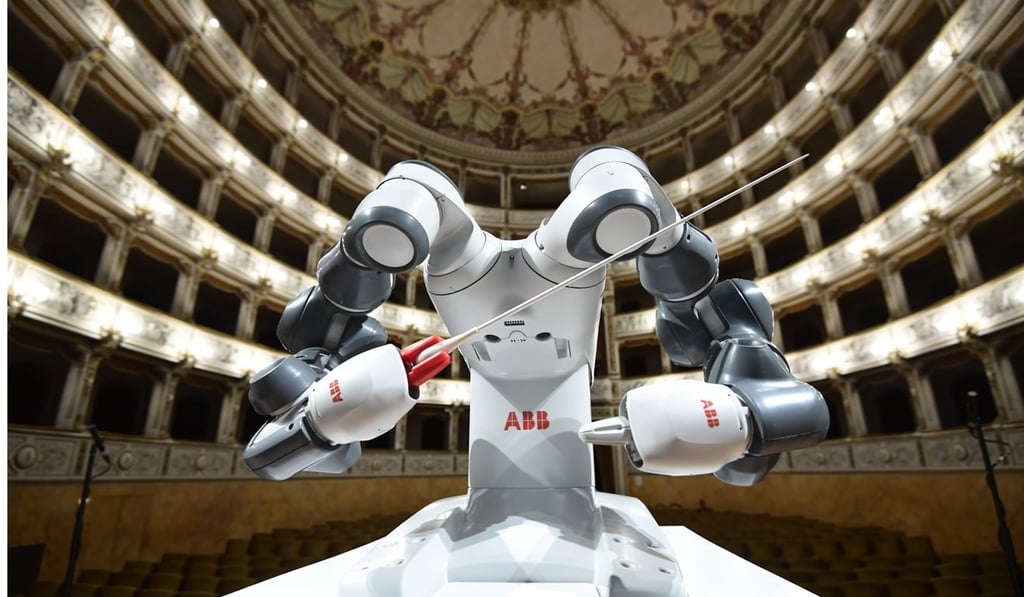 Robot YuMi during a rehearsal prior to Tuesday’s concert. Photo: AFP Robot YuMi during a rehearsal prior to Tuesday’s concert. Photo: AFP