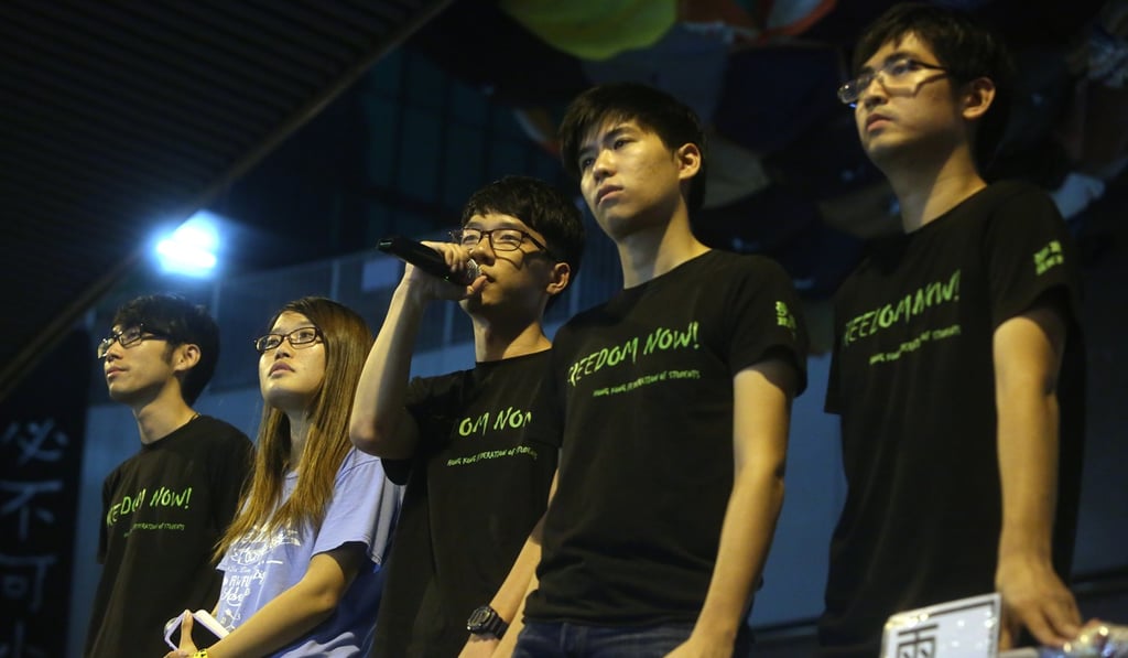 Student leaders make speeches during the Occupy protests in 2014. Photo: Sam Tsang