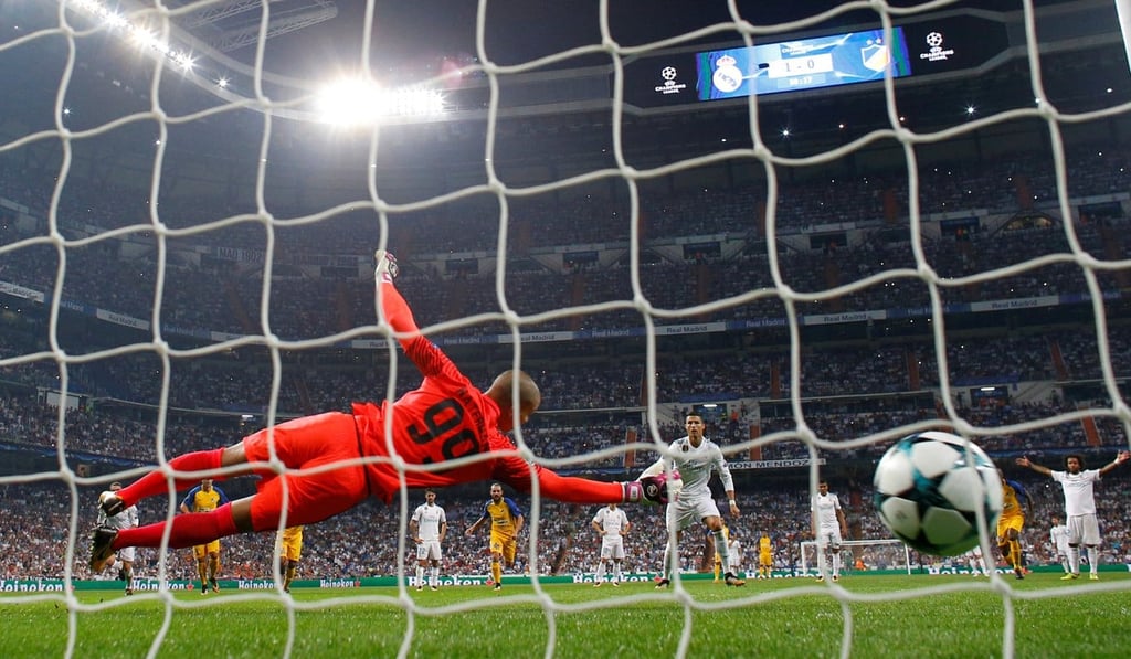 Cristiano Ronaldo scores his second goal from the penalty spot. Photo: Reuters