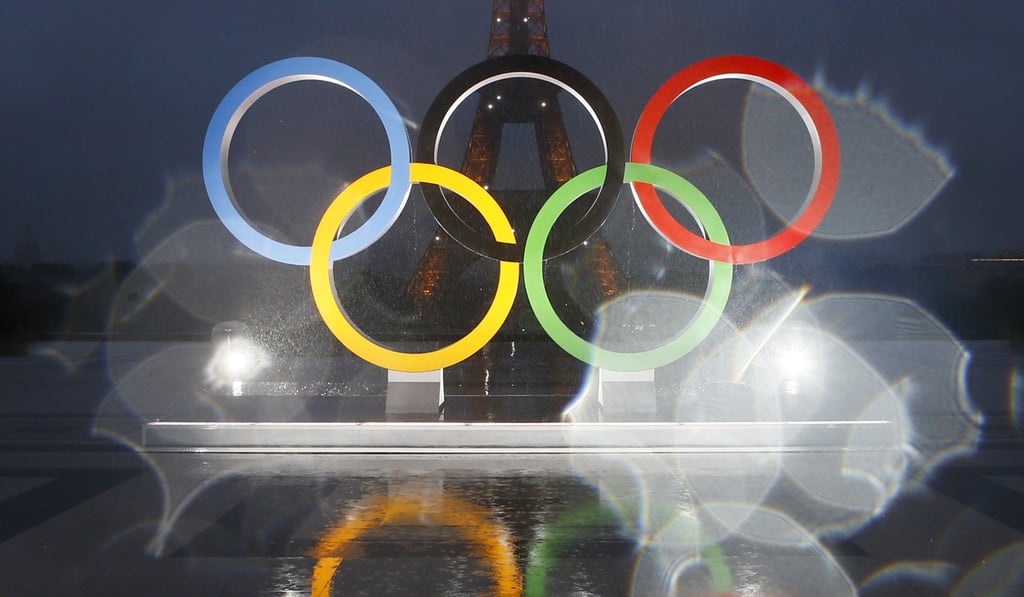 A reflection of the Olympic rings on Trocadero plaza that overlooks the Eiffel Tower, after the vote in Lima, Peru, awarding the 2024 Games to the French capital. Photo: AP