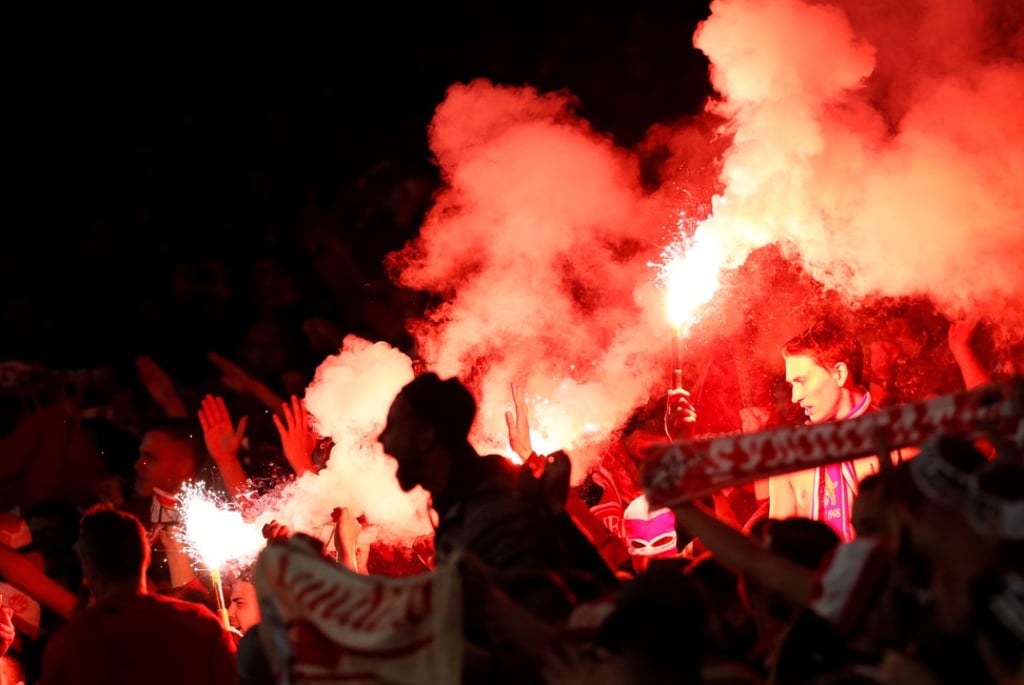 FC Koln fans delayed the start of the match at Arsenal’s Emirates Stadium. Photo: Reuters