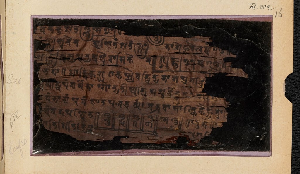 The ancient Indian text called the Bakhshali manuscript, which contains earliest zero symbol. Photo: Handout The ancient Indian text called the Bakhshali manuscript, which contains earliest zero symbol. Photo: Handout