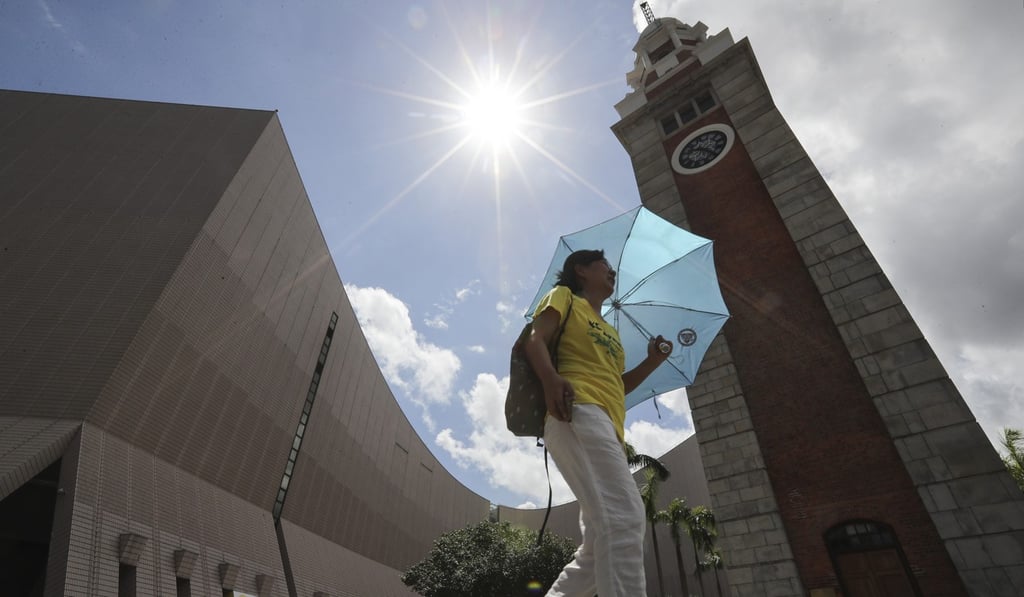 A woman walks in hot weather in Tsim Sha Tsui. Photo: Edward Wong