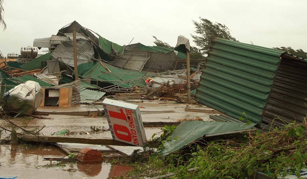 A house reduced to rubble in central Vietnam after Typhoon Doksuri. Photo: Xinhua