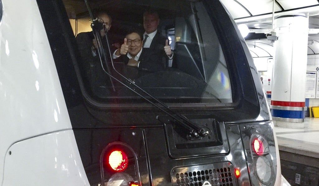 Ma on a new train on the Crossrail line in London. Photo: Denise Tsang