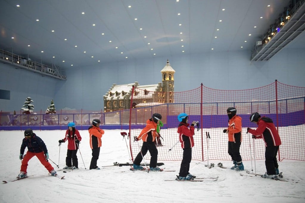 People ski at the Wanda Harbin Ice and Snow Park. Photo: AFP People ski at the Wanda Harbin Ice and Snow Park. Photo: AFP