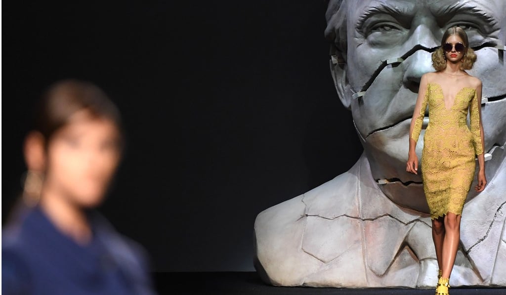 A cracked bust representing US president Donald Trump was used as a backdrop for a presentation of a fashion show during Madrid Fashion Week on September 16. The election of Trump, an apparent racist, misogynist, xenophobe and climate change denier, is a good example of the inadequacies of Western democracy. Photo: AFP A cracked bust representing US president Donald Trump was used as a backdrop for a presentation of a fashion show during Madrid Fashion Week on September 16. The election of Trump, an apparent racist, misogynist, xenophobe and climate change denier, is a good example of the inadequacies of Western democracy. Photo: AFP
