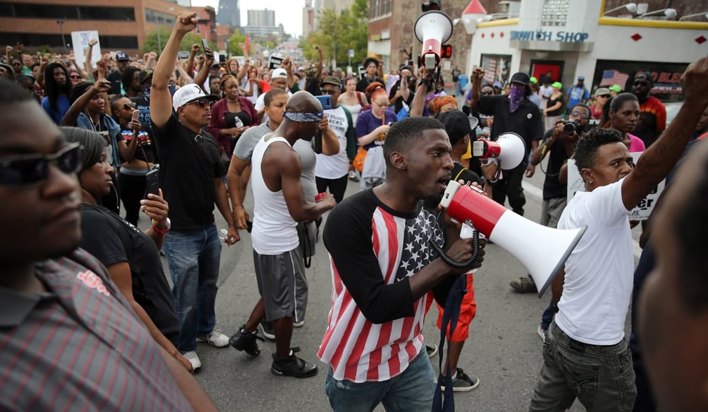 Protesters occupy Olive Street in St Louis following the not guilty verdict of former police officer Jason Stockley. Photo: TNS