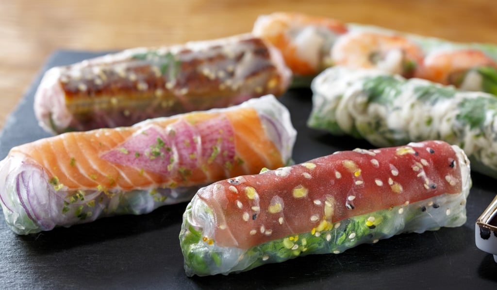 Japanese rice paper rolls. Japanese rice paper rolls.
