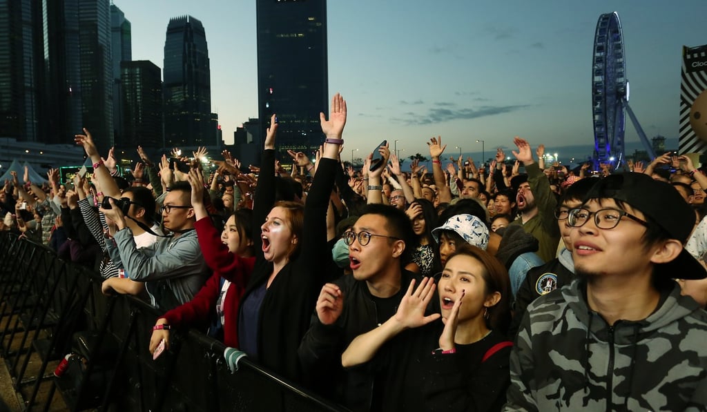 Fans cheer during the Clockenflap festival in 2016. Photo: Jonathan Wong