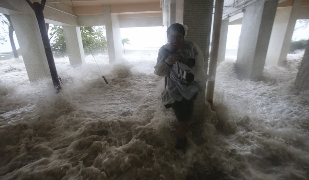 Strong waves hit Heng Fa Chuen as Typhoon Hato batters Hong Kong on August 23, 2017 with signal No 10 in force. Picture: David Wong