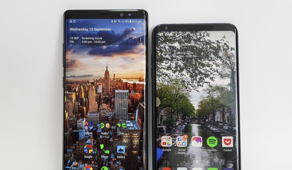 The Samsung Galaxy Note 8 (left) has a dual-lens camera second only to that of the LG V30 (right). Photo: Ben Sin