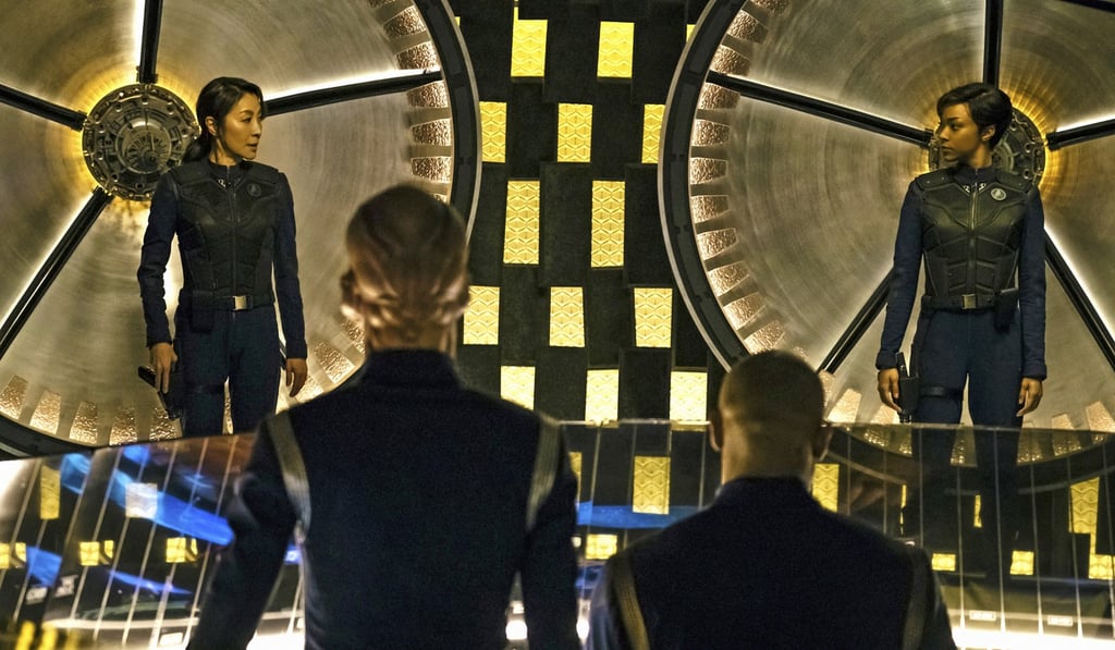 Michelle Yeoh (left) as Captain Philippa Georgiou and Sonequa Martin-Green as First Officer Michael Burnham in Star Trek: Discovery. Photo: Jan Thijs Michelle Yeoh (left) as Captain Philippa Georgiou and Sonequa Martin-Green as First Officer Michael Burnham in Star Trek: Discovery. Photo: Jan Thijs