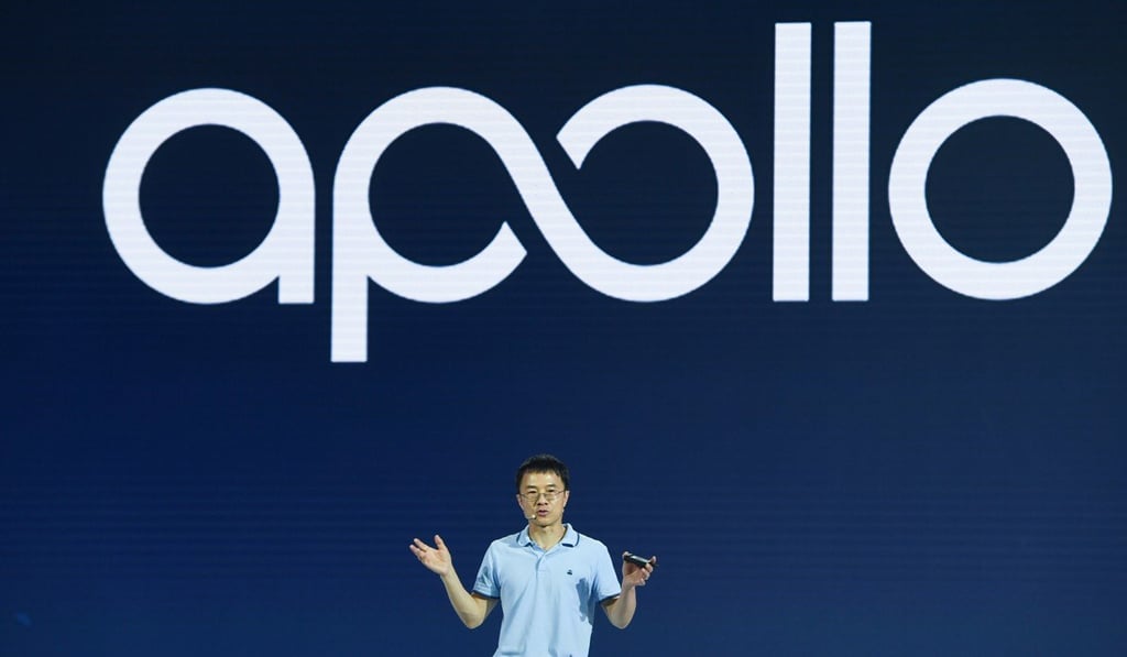 Lu Qi, Baidu’s group president and COO, introduces the Apollo open platform at Create 2017, the Baidu AI Developer Conference, in Beijing in July. Photo: Xinhua