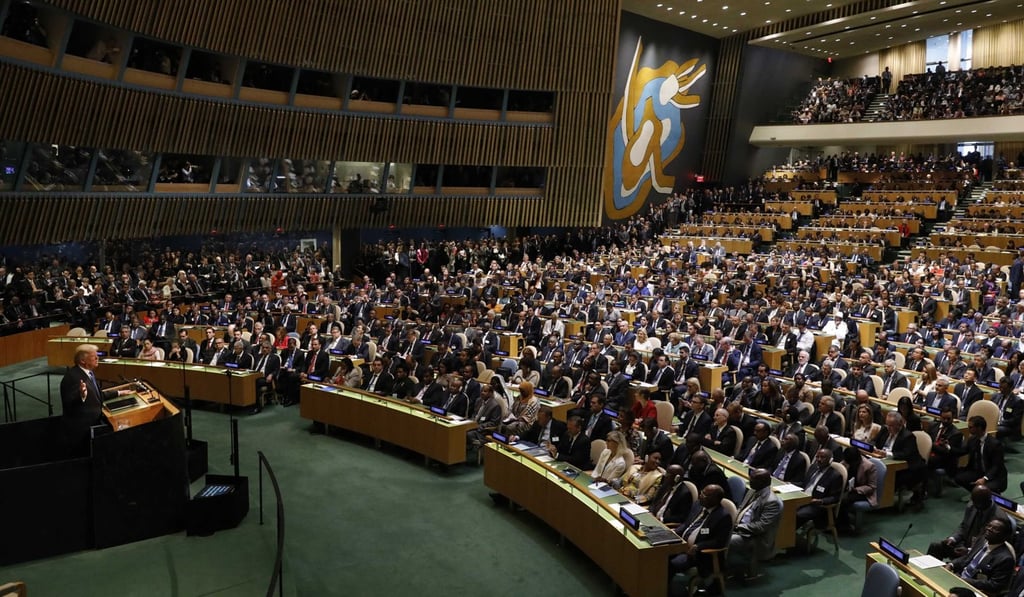 US President Donald Trump addresses the UN General Assembly in New York. Photo: Reuters