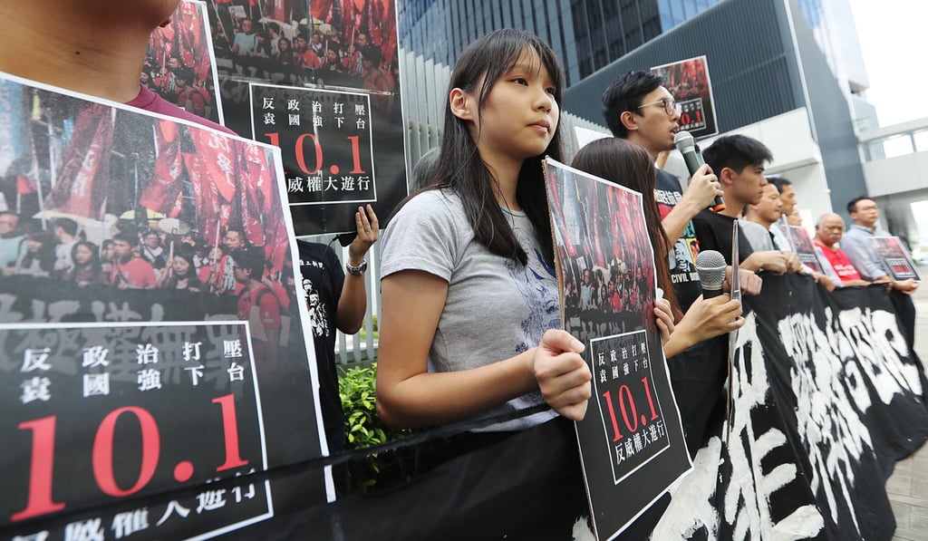 The activists are also demanding the justice secretary step down for eroding rule of law in the city. Photo: Edward Wong