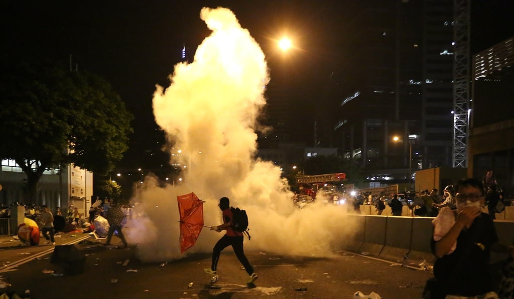 The police fire tear gas on protesters in Admiralty as Occupy Central gets under way. File photo