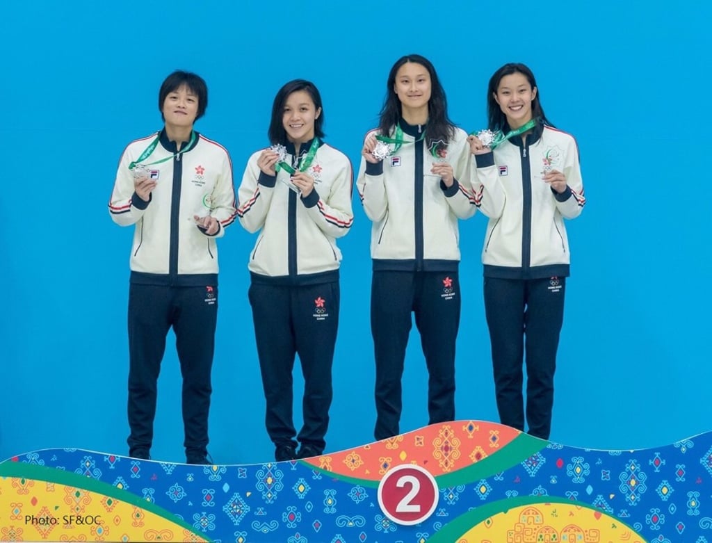 Hong Kong’s 4x50m freestyle relay team narrowly lost out to China. Hong Kong’s 4x50m freestyle relay team narrowly lost out to China.