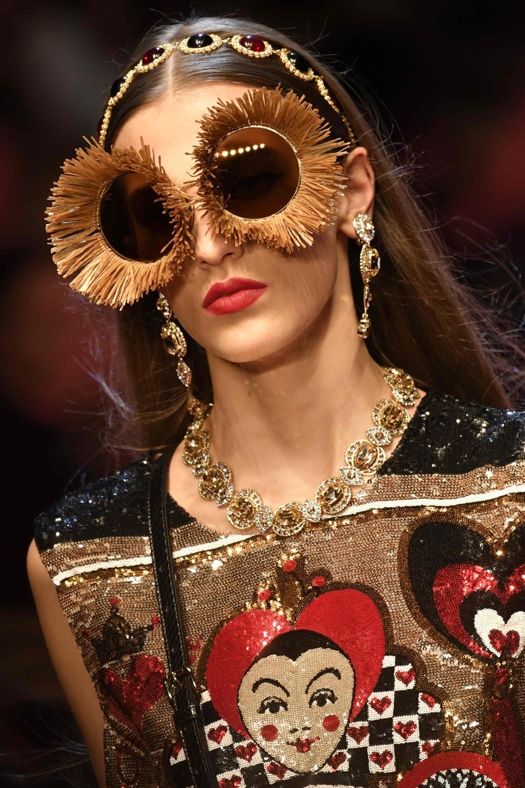 Dolce & Gabbana had fun with this collection, decking models out with regal jewels and bold accessories. Photo: AFP Dolce & Gabbana had fun with this collection, decking models out with regal jewels and bold accessories. Photo: AFP