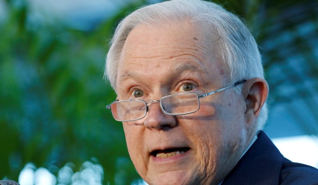 US Attorney General Jeff Sessions speaks on the growing trend of violent crime in the US. Photo: Reuters