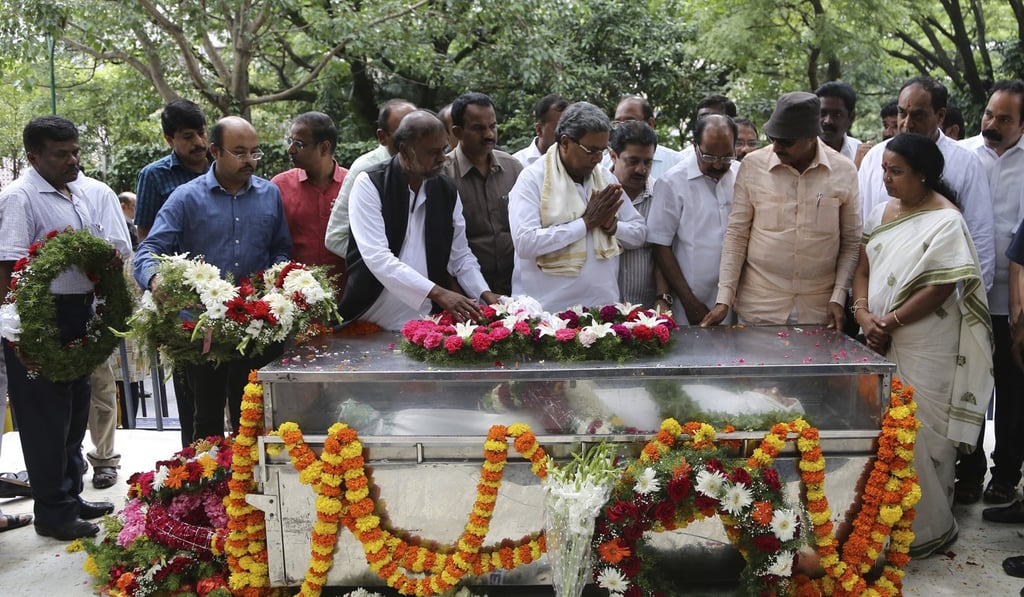 Gauri Lankesh’s funeral. Photo: AFP Photo Gauri Lankesh’s funeral. Photo: AFP Photo