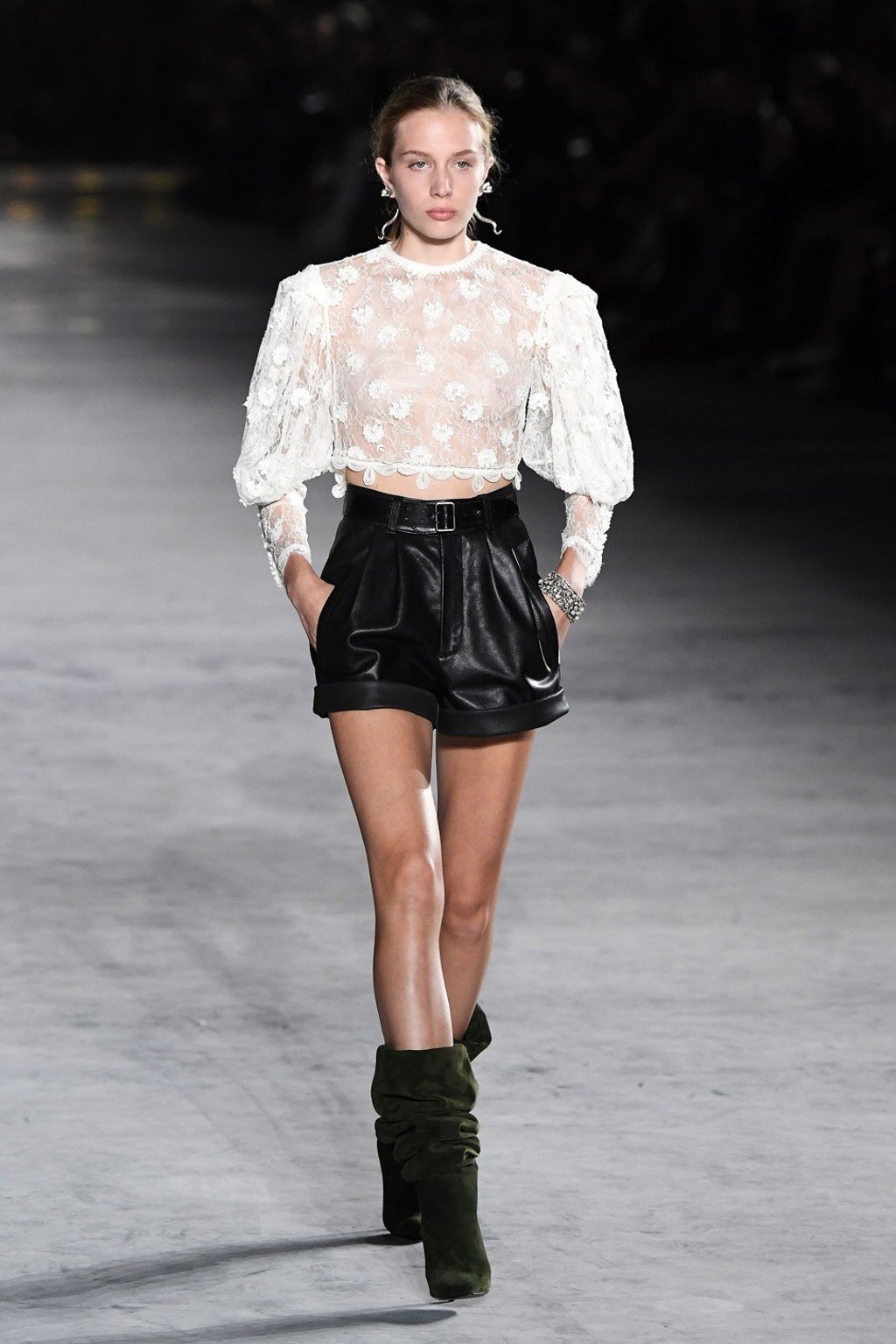 A model presents a creation for Saint Laurent during the women's 2018 spring/summer ready-to-wear collection at Paris Fashion week. Photo: AFP