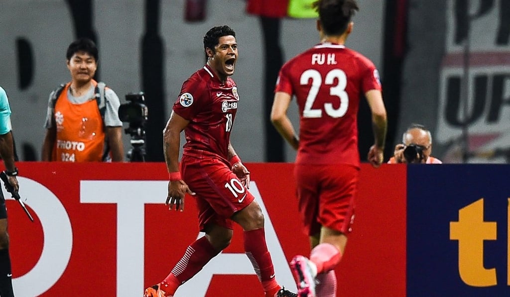 Hulk celebrates scoring for Shanghai SIPG.
