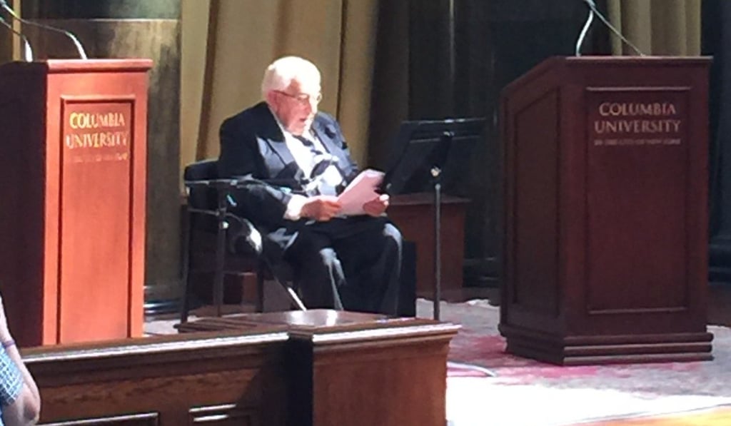 Henry Kissinger, who laid the groundwork for former President Richard Nixon’s historic visit to China in 1972, told a Columbia University audience that the only alternative to positive relations between Washington and Beijing is global destruction. Photo: Robert Delaney