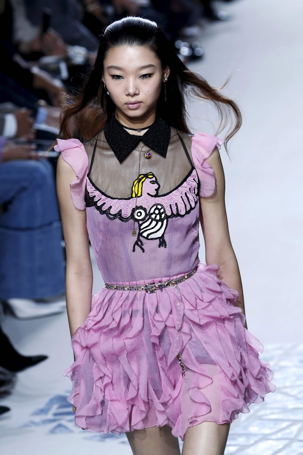 Whimsical motifs were rendered in a rainbow of candy hues from bubblegum pink to bumblebee yellow. Photo: AFP