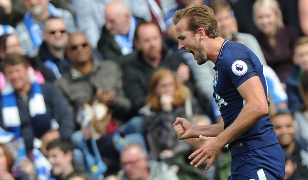 Harry Kane celebrates banging in Spurs’ third goal. Photo: Reuters