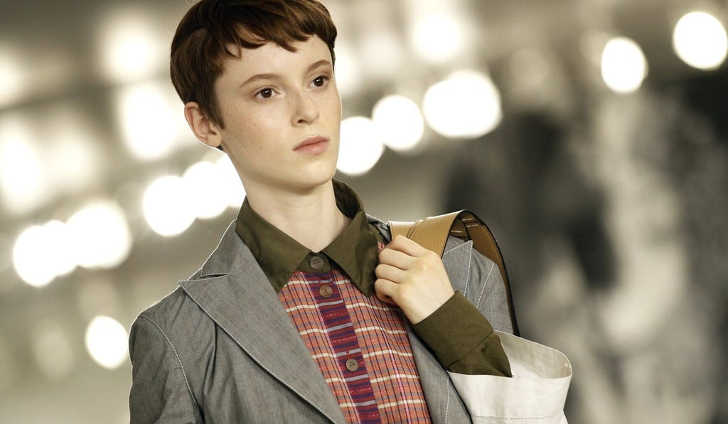 A model presents a creation from the spring/summer 2018 collection by Jonathan Anderson for Loewe during Paris Fashion Week. Photo: EPA