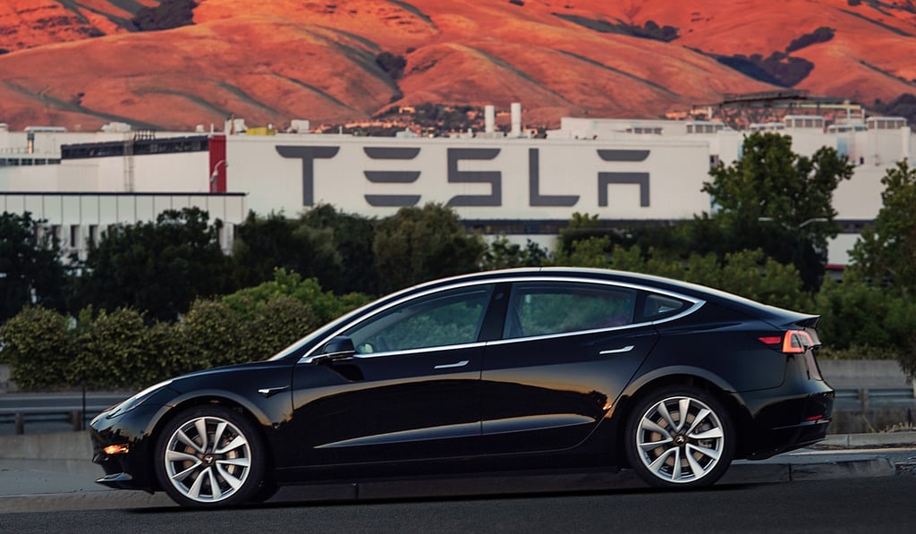 The Tesla Model 3 sedan.