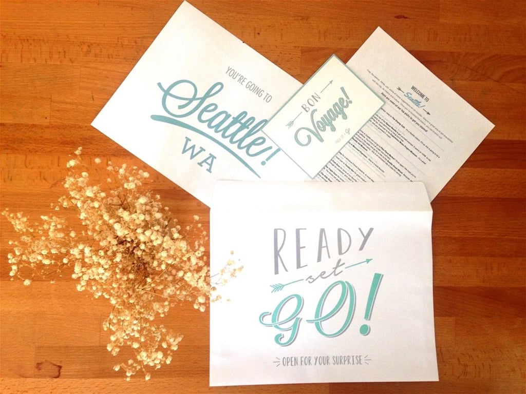 Pack Up + Go clients receive an envelope with the details of their surprise holiday inside. Pack Up + Go clients receive an envelope with the details of their surprise holiday inside.