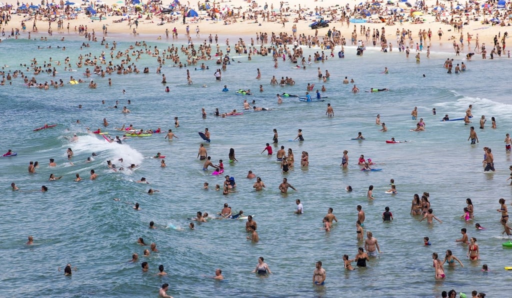 People cool down at Sydney’s Bondi beach on a hot summer day. File photo: EPA