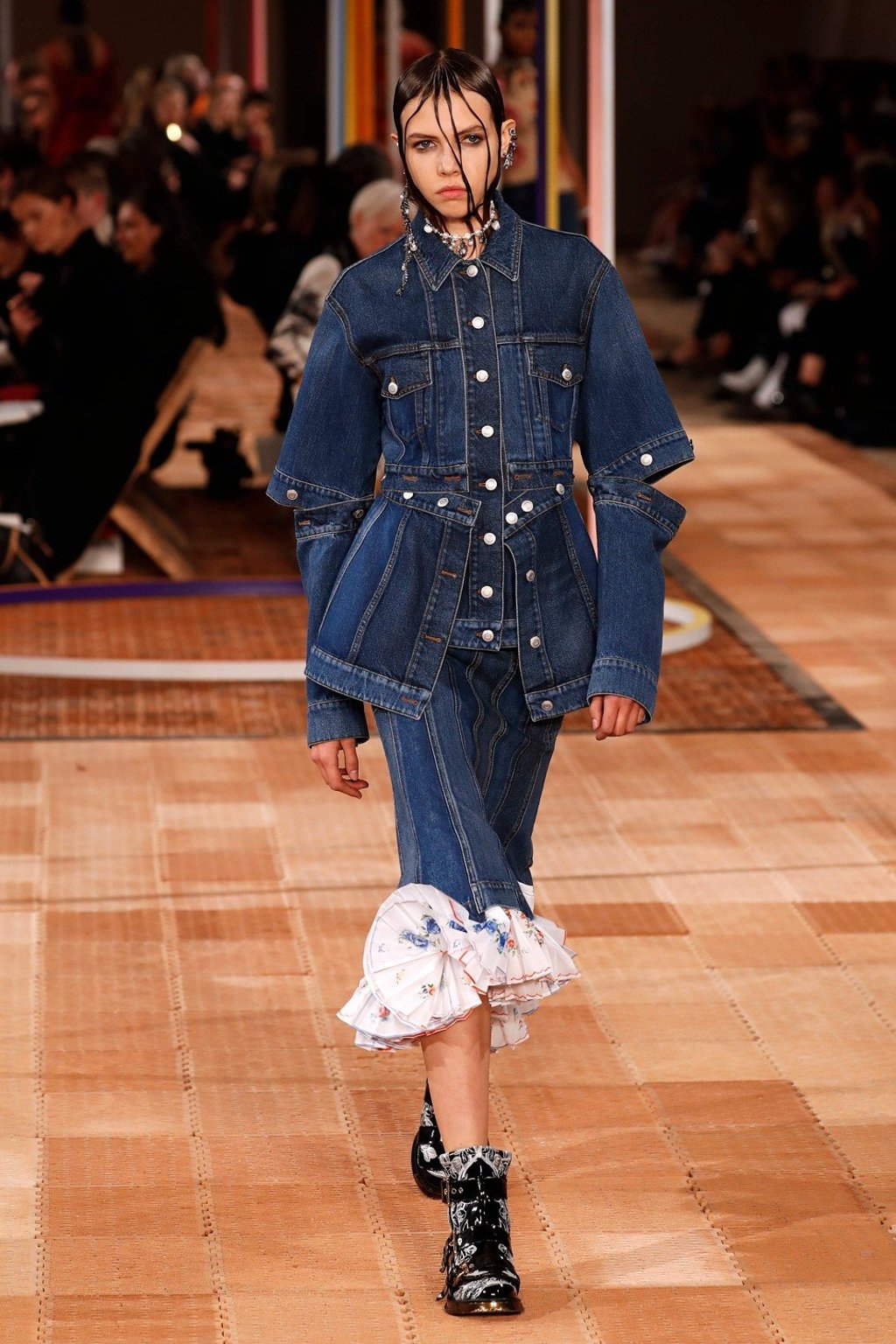 A model presents a creation by Alexander McQueen during the women's 2018 spring/summer ready-to-wear collection fashion show in Paris. Photo: AFP