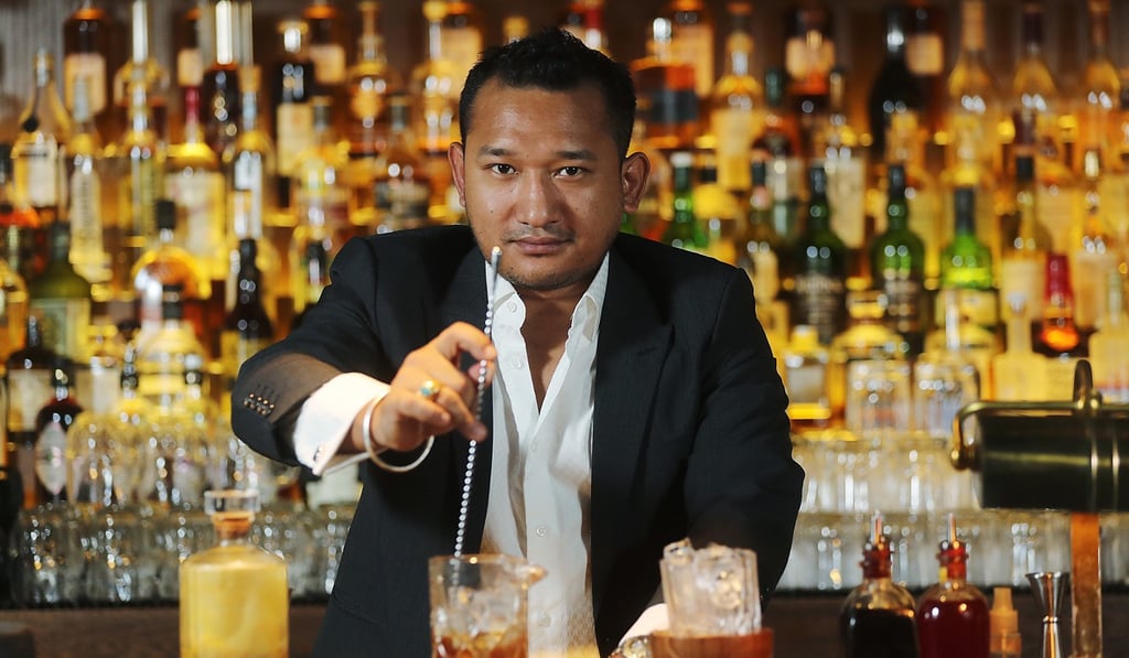 Mixologist Suraj Gurung shows off his skills at Stockton. Gurung says every cocktail tells a story. Photo: SCMP / Edward Wong